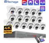 Techage 16CH 8MP 4K Doom POE sistema de cámaras de seguridad a todo Color noche interior vídeo CCTV vigilancia NVR Kit Audio bidireccional ONVIF NO HDD EU Plug