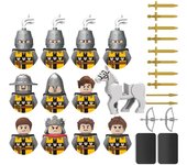 Juguetes para niños, soldado militar Medieval, bloques de construcción, Castillo, cuerpo de caballero, campo de batalla, arma, escudo, caballo de guerra, figuras de dibujos animados, ladrillos