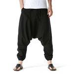 Pantalones harén holgados e informales para hombre, para yoga, con entrepierna caída 3XL negro