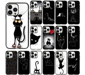 Negro Cat Phone Case para Iphone 14 13 12 11 Pro Max Xs Xr X 8 7 Plus Se Fundas para teléfono móvil Funda Cell iPhone 11