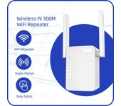 Repetidor WiFi inalámbrico Extensor WiFi Amplificador WiFi Ultraboost Repetidor de largo alcance Amplificador WiFi de 300 m Punto de acceso EU Plug blanco