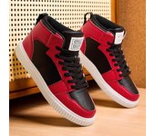Zapatos de caña alta rojos de moda de primavera y verano para parejas, zapatillas casuales cómodas de cuero sintético para hombre, zapatos planos versátiles de hip-hop para hombres 36 blanco