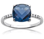 Bague Argent 'Sissi' bleu blanc argenté (rhodié) - 8x8 mm 52 azul