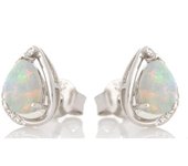 Les Trésors De Lily [R5600] - Boucles d'oreilles artisanales argent 'Déesse Opale' blanc argenté (rhodié) - 10x8 mm blanco
