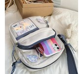 Lindo bolso de lona transparente kawaii para niñas, pequeño bolso cruzado de dibujos animados de Harajuku, bolso de hombro para mujer, bolso tipo mensajero para teléfono móvil, monederos azul