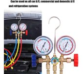 Juego de manómetros de refrigerante, herramienta de aire acondicionado para R12 R22 R-404A R-134A, herramienta de refrigeración de aire acondicionado con gancho para manguera