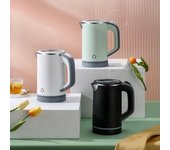 Hervidor eléctrico pequeño de 800 ml, de doble capa, de acero inoxidable 304, con tapa independiente, ideal para el hogar, viajes y oficina. blanco