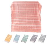 Toalla de baño de algodón suave con borlas a rayas, manta de playa, mantel, tapete de picnic y yoga naranja