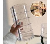 Caja de almacenamiento de joyería giratoria, estante de almacenamiento para maquillaje, pulsera, pendientes, cajas organizadoras de plástico redondas, soporte, estante de exhibición con cubierta three layers