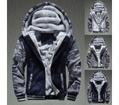 Chaqueta de invierno para hombre con capucha de forro polar y cremallera XXL