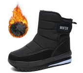 FiveFive Botas de nieve de invierno con plataforma para hombre, botas de tobillo de talla grande, zapatos casuales de felpa para hombre, botas de piel cálidas antideslizantes para hombre, zapatos impermeables 39 negro