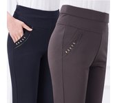 Pantalones de mujer de primavera y otoño, pantalones de chándal ajustados de cintura alta, pantalones lápiz elásticos, pantalones femeninos 5XL negro