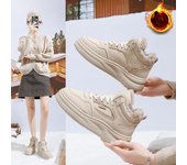 Botas de nieve para mujer, botines con plataforma gruesa y cordones, con forro de piel sintética, botas cortas cálidas de invierno, zapatillas altas para caminar para mujer 35