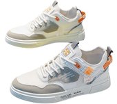 Zapatillas de deporte casuales con cordones para hombre, zapatos de malla transpirable para caminar, zapatillas de tenis ligeras y cómodas, zapatillas deportivas para correr para hombres 39 blanco