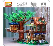 LOZ 1033 arquitectura bosque árbol casa cabaña rueda de agua columpio hojas de río Mini bloques de construcción juguete para niños sin caja
