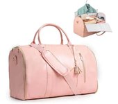 Cómoda bolsa de viaje para llevar ropa, bolso de lona grande de piel sintética, bolso de moda para mujer, bolsa de viaje, maleta color rosa