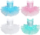 Vestido de tutú de ballet para niñas, leotardo de baile con lentejuelas, sin mangas, gimnasia, patinaje artístico, Ropa de baile 2-3 Years azul