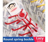 NO.8 1Pair Sin corbata Cordones Zapato elástico Cordones Prensa redonda El Spring Lock Lazy Shoes Lace utilizado para zapatillas Zapatillas de deporte Cordón sin ataduras White