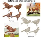 4 piezas de pájaros de metal para decoración de jardín, estatuas de pájaros oxidadas, arte de patio, letrero de silueta de pájaro para decoración de postes de cerca de jardín de granja 1 Set