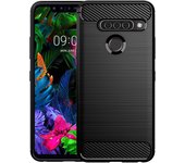 Funda de silicona de fibra de carbono para LG G8S Thinq, soporte con soporte, cubierta a prueba de golpes para LG G8S Thinq, funda mate cepillada para LG G8S LG G8S Thinq rojo