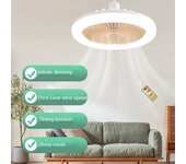 Ventilador de techo con luces, control remoto, base convertidora E27, 30 W, control remoto inteligente, ventilador de techo con iluminación LED para sala de estar