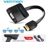 Adaptador Vention HDMI a VGA 1080P convertidor de Audio analógico Digital HDMI a VGA para PC portátil TV Box PS4 15cm negro