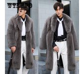 Abrigo de piel para hombre, abrigo de piel sintética de visón para invierno, chaquetas largas, novedad de 2022, chaqueta parka punk informal para hombre, abrigo de piel con cuello vuelto XXXXXXL negro