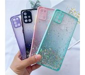 Funda para teléfono con protección de cámara Glitter Star para Samsung Galaxy A10 A20 A21S A51 A71 A12 A32 A52 A72 A31 A50 S20FE S21 Note 20 Bling Clear Back Cover Samsung A21S negro