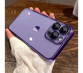 Funda protectora de silicona suave transparente con revestimiento morado para iPhone 14, 12, 13, 11 Pro Max, 14 Pro y 14 Plus. For iPhone 14Plus