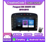 Reproductor de vídeo Multimedia 2 Din Android Radio para coche de 8 pulgadas para Peugeot 308 308SW 408 2010-2016 con botón perilla WiFi 1 + 32GB 1+32GB