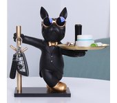 Escultura de bulldog con forma de perro, adorno para mayordomo, caja de almacenamiento con bandeja, decoración de mesa nórdica, escultura de animal de resina, alcancía con monedas naranja