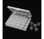 Caja de plástico transparente para guardar bobinas y carretes vacíos para máquina de coser, accesorios de costura para el hogar y herramientas AA7650 Transparent