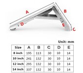 Soporte de ángulo plegable blanco de 8-14 pulgadas, banco de mesa para el hogar, ajustable, montado en la pared, soporte de estante de rodamiento duradero, 2 uds. 8inch