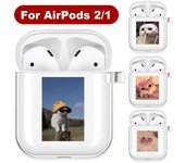 Funda protectora para Airpods de Apple con diseño de gato y Animal, funda protectora suave y transparente para auriculares Bluetooth para Airpods1/2 Airpods 1/2
