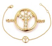 Les Trésors De Lily [M8878] - Bracelet plaqué or 'Peace' blanc doré - 10 mm oro