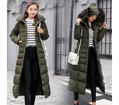 Abrigo de invierno para mujer, ropa, acolchado de algodón, abrigo de invierno grueso, chaqueta larga 2XL verde del ejército