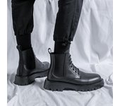 Botas de hombre de suela gruesa para negocios, estilos clásicos y versátiles de moda, para ocio y fiesta, para adultos, para oficina, zapatos de motocicleta para exteriores 38 negro
