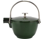 Tetera redonda esmaltada Staub con colador de té, compatible con IH, tetera térmica elegante 1650085, color verde albahaca, tetera redonda albahaca [Staub] 16,5 cm [Artículo]