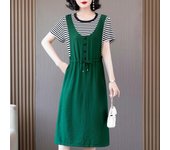Falso vestido largo de dos piezas para mujer, pantalón corto informal de verano, vestidos de manga para mujer, ropa Vintage de verano de estilo coreano XL