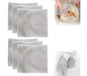 Paño de cocina de alambre multiusos, trapos para lavar platos, paño de limpieza antiarañazos para el hogar y la cocina, 6 uds. 3pcs plata