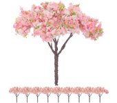 10 árboles de cerezo artificiales en miniatura, árboles de cerezo realistas, manualidades para hacer tú mismo, para construir paisajes, mesas de arena, casas de muñecas rosa claro