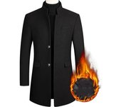 Abrigo de lana para hombre de otoño e invierno, cortavientos de longitud media y chaqueta gruesa de algodón para hombre XS gris