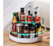 Estante giratorio de cocina Yikeke: Bandeja de encimera multifunción para condimentos, salsa de soja y almacenamiento de frutas.