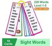 Tarjetas de aprendizaje de palabras en inglés de alta frecuencia de doble cara de 16 hojas, marcadores de lectura para niños, tarjetas didácticas de juguete educativo