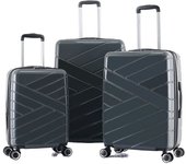 Lot de 3 valises Extensible Rigide Trolley Polycarbonate - LYS Paris 395/3 - 393 & 395 Gris Foncé