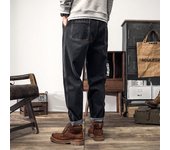 Pantalones vaqueros holgados de pierna recta con múltiples bolsillos y estilo vintage para hombre en tallas grandes S negro