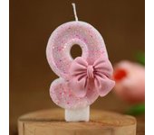 Velas decorativas para pasteles con número 3D, velas digitales con bonito lazo rosa, decoración para tartas, fiesta de cumpleaños, Día Conmemorativo, decoración para tartas de fiesta 9