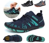 Zapatos de agua descalzos unisex Cinco dedos Zapatos acuáticos Drenaje Deportes de playa Sandalias de natación Buceo de secado rápido Senderismo Surf Camping Zapatillas de deporte para vadear 38 negro