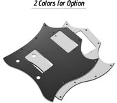 Placa rascadora para golpeador de guitarra HH de PVC para guitarras eléctricas SG, 3 capas, color blanco negro