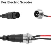 Cargador de batería con enchufe de 3 clavijas para patinete eléctrico, puerto de carga de batería, conector en línea de 3 clavijas, conector jack de 3 clavijas y 2 cables.